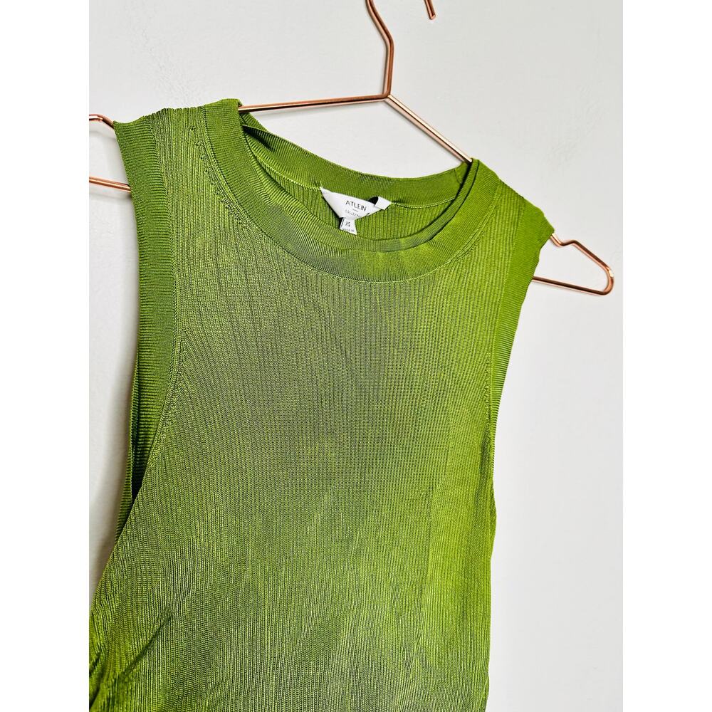 ATLEIN Green Crewneck Sleeveless Knit Midi Layered Bodycon Sheath Dress Size XS - Picture 7 of 14